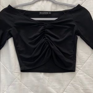 Prettylittlething black long sleeve top